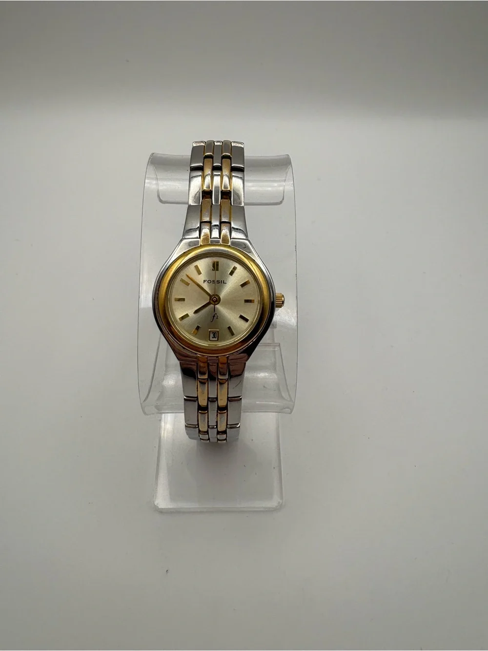 Fossil F2 Women's Two-Tone Gold and Silver Stainless Steel Watch Day Date Dial